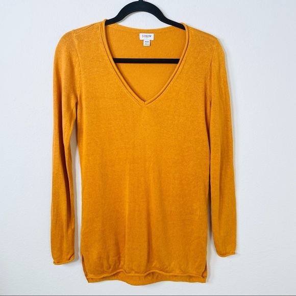 J. Crew Sweaters - J. Crew Linen Blend V-Neck Mustard Yellow Sweater